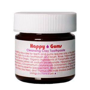 Living Libations Happy Gums Cleansing Clay Sensitive Toothpaste Oral Care Tooth Mouth Peppermint Clean Dental Fresh Cavity Tea Tree Rose Baking Soda Clove